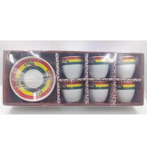 Ceramic Eritrean/Ethiopian Hebasha Design Traditional Art Fine Porcelain Coffee Rekebot Cup And Saucer Sets