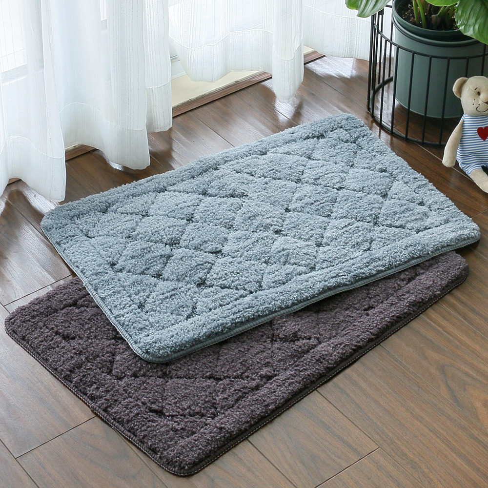 solid colors Geometric living room mat shaggy high water absorbency rug non slip microfiber Jacquard bath mat