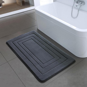 RTS High Quality microfiber embossed Bath Mat Foam Rug for Bathroom Kitchen Bedroom inside foam back PVC 40x60cm