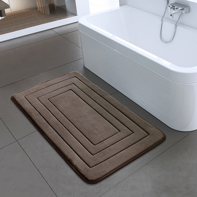 RTS High Quality microfiber embossed Bath Mat Foam Rug for Bathroom Kitchen Bedroom inside foam back PVC 40x60cm