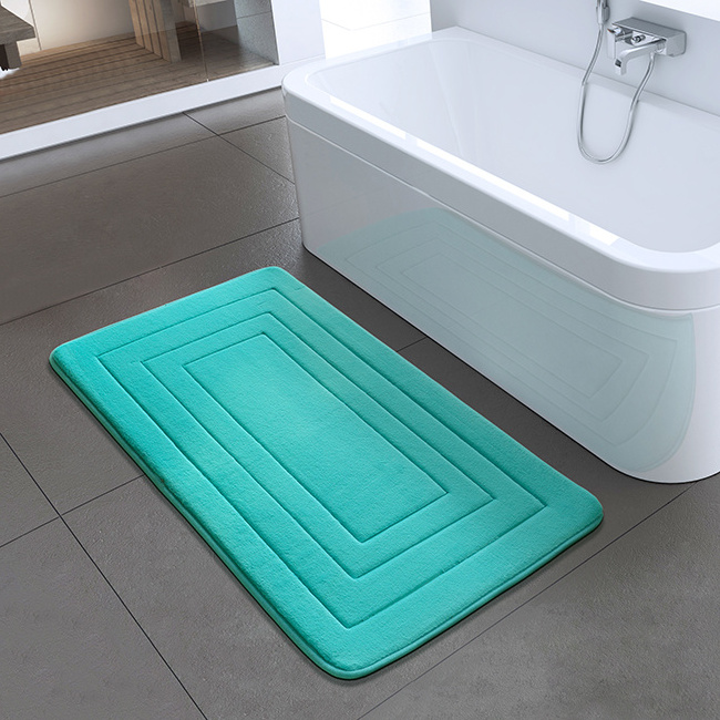 RTS High Quality microfiber embossed Bath Mat Foam Rug for Bathroom Kitchen Bedroom inside foam back PVC 40x60cm