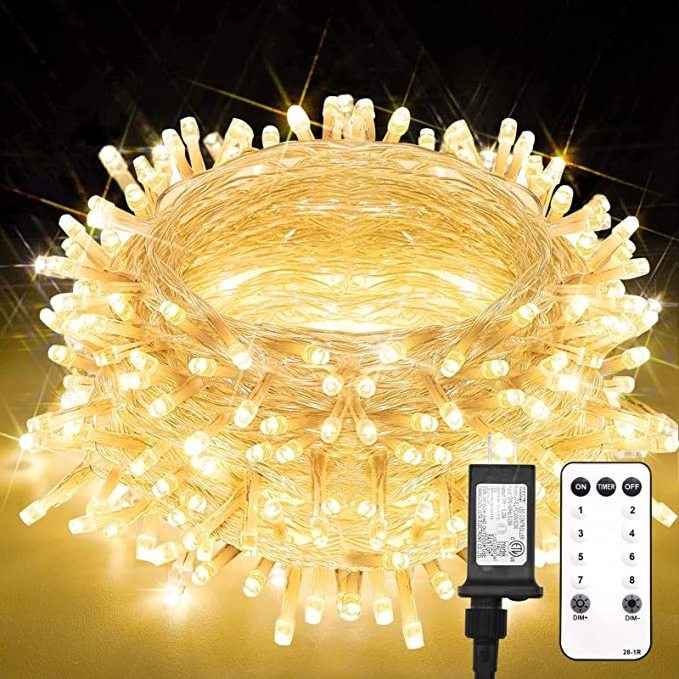 Christmas LED Light Outdoor  33FT 200 Lights Fairy String Light Plug Remote Control Waterproof Halloween Party Camping