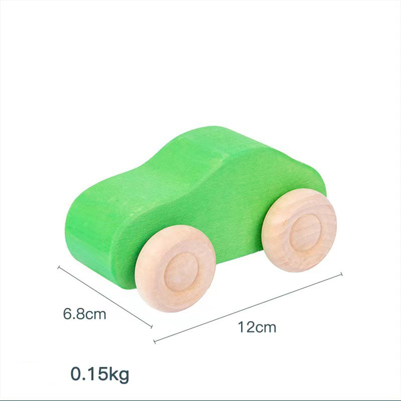 Wooden Vehicles Sets Montessori Wooden Toy Cars Stained Colors Rainbow Wooden Toy Cars for Toddler Kids