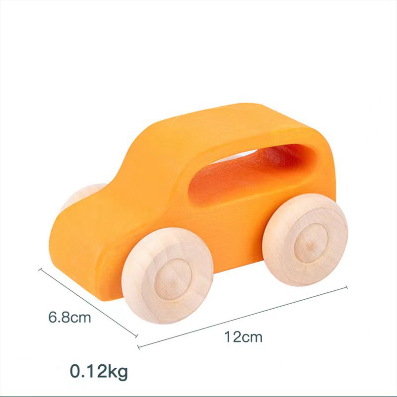 Wooden Vehicles Sets Montessori Wooden Toy Cars Stained Colors Rainbow Wooden Toy Cars for Toddler Kids