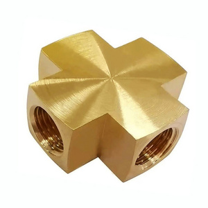 Cross type Barstock 4 way Female Connector, BSP Thread 1/4 Female Male Forged Brass Pipe Fitting