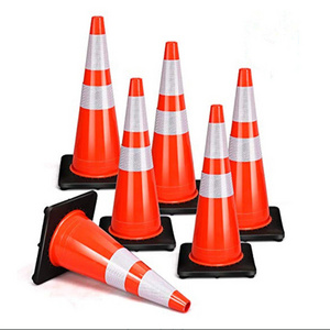 Road Safety Driving Training Reflective Collars and Handle PVC Traffic Safety Traffic Cones Orange Safety Parking Cones