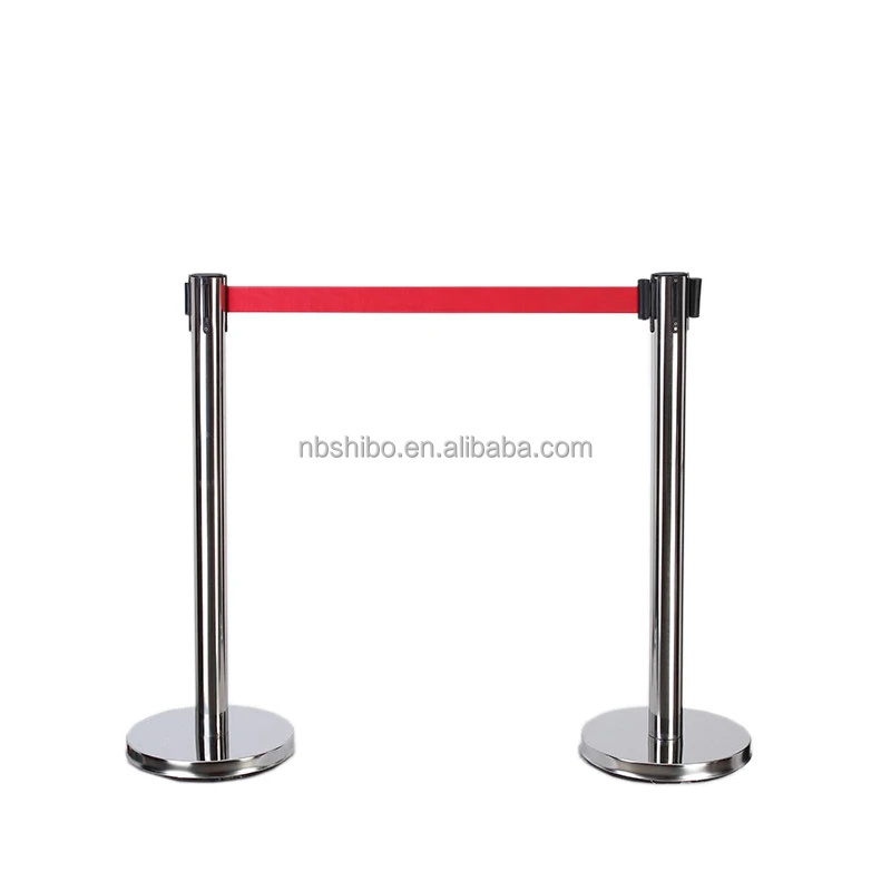 Guardrail warn column belt with stainless steel barrier rope flannel sling columns pole fences stands telescopic column barrier