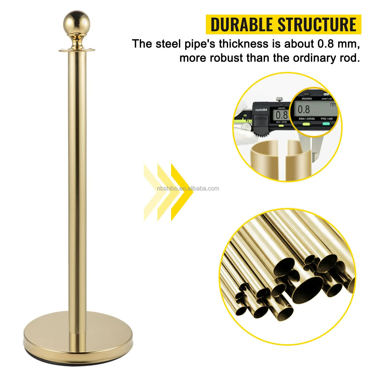 35.4 Inch Gold/Silver Crowd Control Stanchion Posts Queue Red/Black Velvet Rope Line Barriers with Stable Base for Stadium