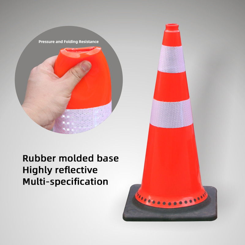 Road Safety Driving Training Reflective Collars and Handle PVC Traffic Safety Traffic Cones Orange Safety Parking Cones