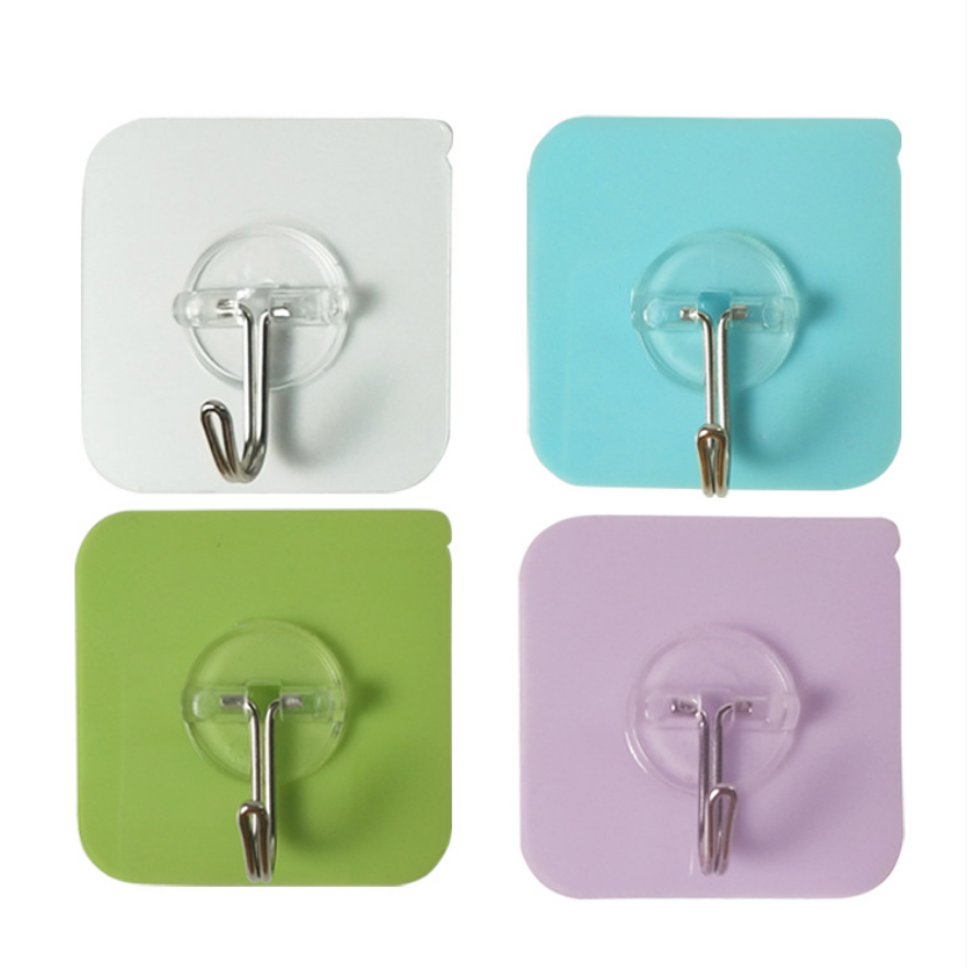 Adhesive Wall Hooks Bathroom Kitchen  Heavy Duty  Nail Free Sticky Hangers with Stainless Hooks Utility Towel Bath Ceiling Hooks