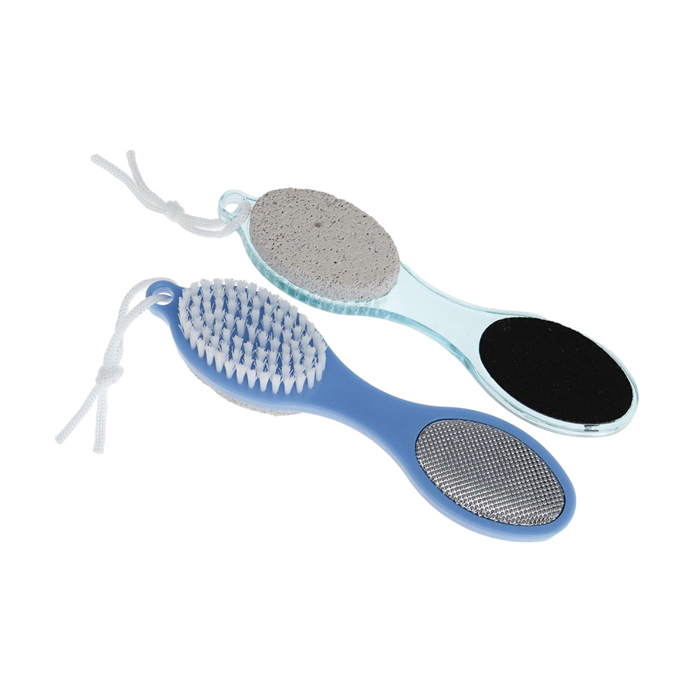 RTS  hot selling file foot brush plastic pedicure  callus remover plastic 4 in 1 pedicure  foot file brush