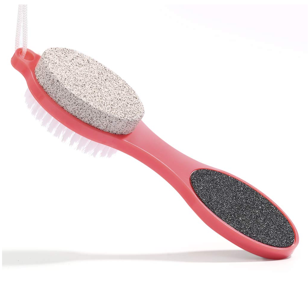 amazon hot sell 4 in 1 foot file with pedicure brush plastic  wand pedicure foot scrubber manufactory foot file