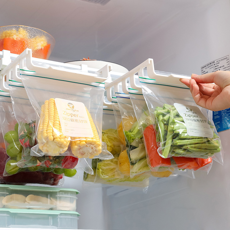 Fridge Zip Bag Hanging Rack Adjustable Fridge Drawer - 10 Slot Refrigerator Rack Side Hanging Rack