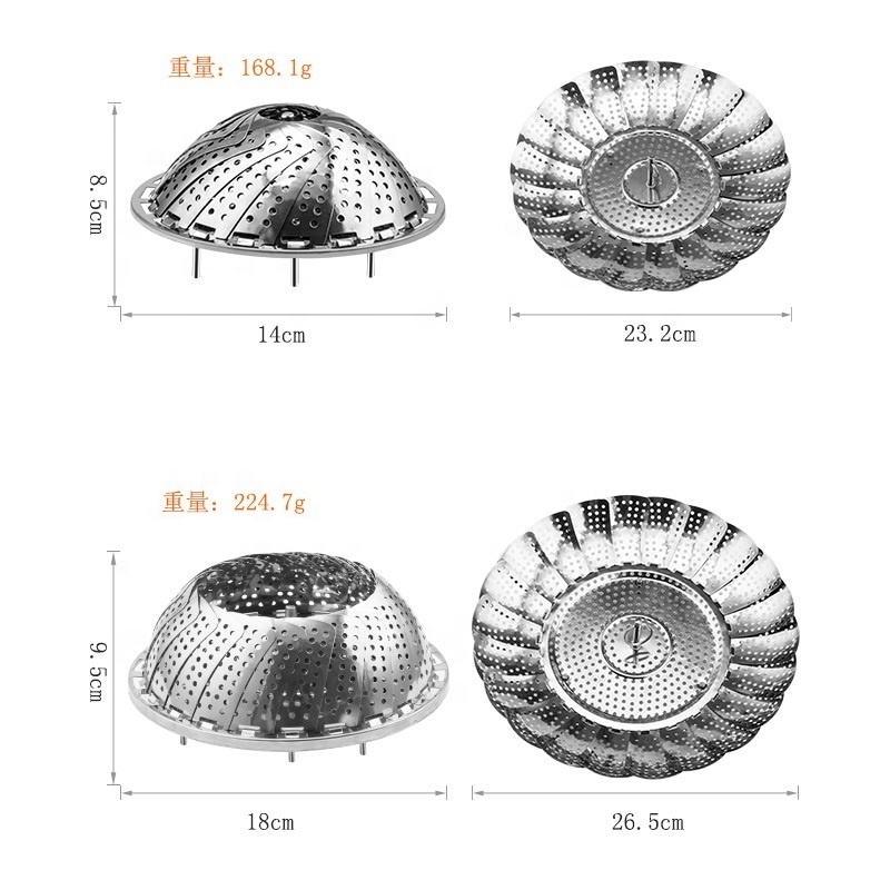 Multifunctional Steamer Basket Foldable Fruit Steamer Stainless Steel Frying Pan Vegetable Steamer Foldable Basket for Cooking