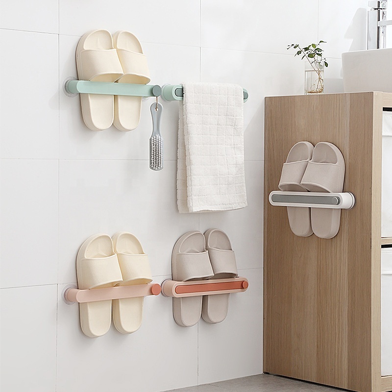 Multi-Function Home Wall-mounted storage and Organization Rack Non-Perforated Shoe and Towel Rack for Bathroom and Household Use