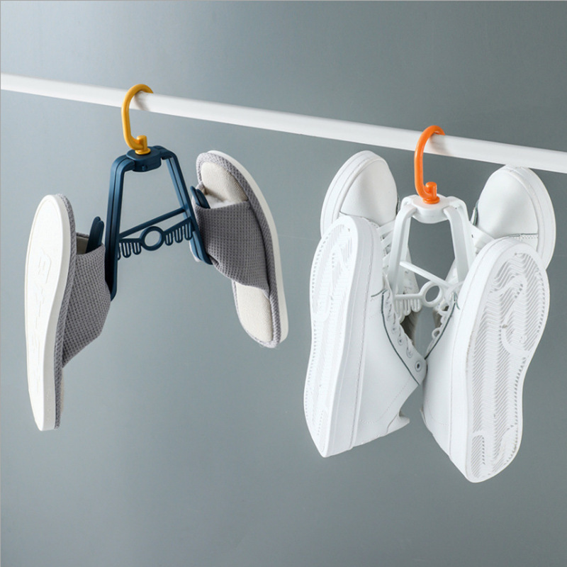 Balcony Foldable Rotating Shoe Drying Rack Organizer Hanger  with 4 Hooks