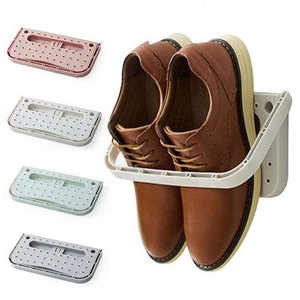 Hanging Plastic Shoe Rack Wall Mount Creative Folding Organizer Shoe Shelf Adhesive Storage Shoe Holder