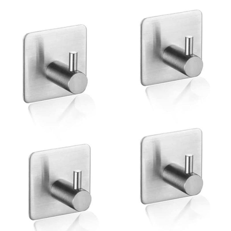 Waterproof  5 Pack Self Adhesive stainless steel Hooks for Shower Bathroom Kitchen Glass Door