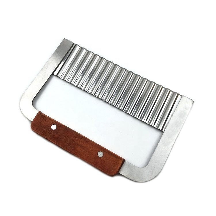 Crinkle Cutting Tool French Fry cutter Stainless Steel Blade Wooden Handle Vegetable Salad Potato Chopping Knife