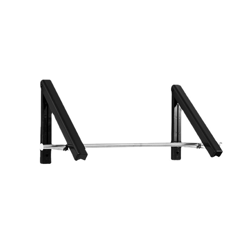 Black Metal Wall-Mounted Coat Rack Foldable Outdoor Clothes Rail for Space Saving in Bathroom or Kitchen