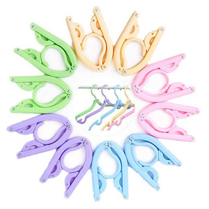 Amazon hot sales 10 Pcs Travel Portable Folding Clothes Hangers Foldable Clothes Drying Rack