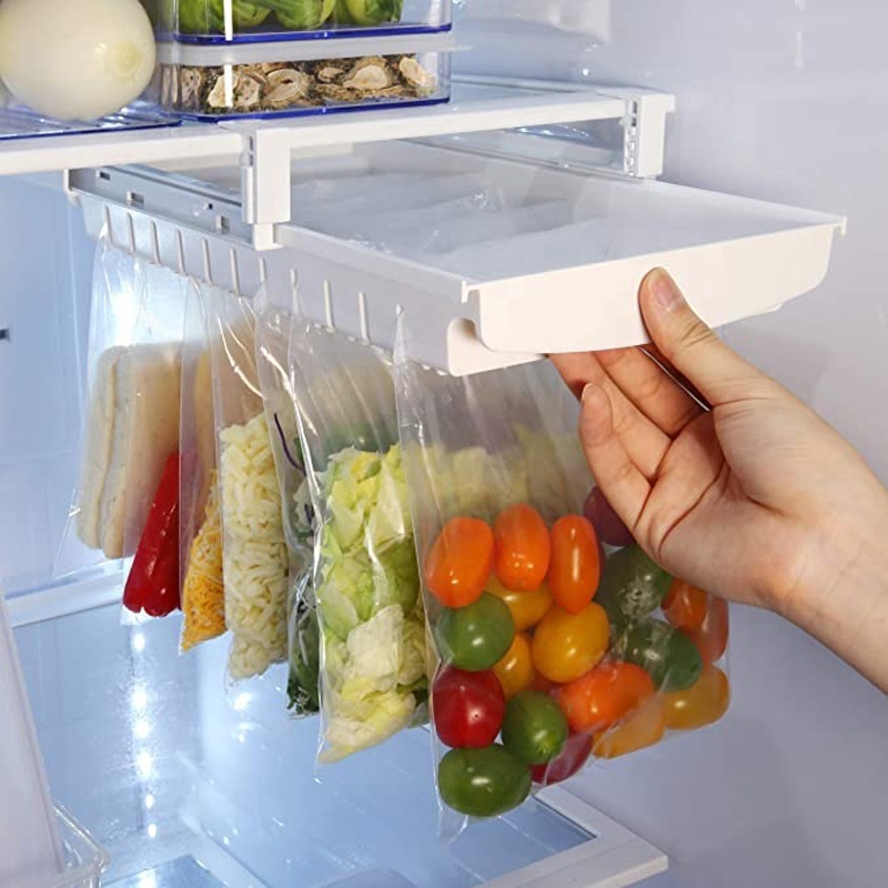 Ziplock Bag Organizer for Fridge Freezer Refrigerator Telescopic Storage Rack