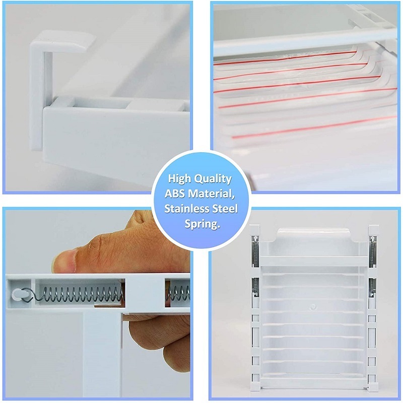 Fridge Zip Bag Hanging Rack Adjustable Fridge Drawer - 10 Slot Refrigerator Rack Side Hanging Rack