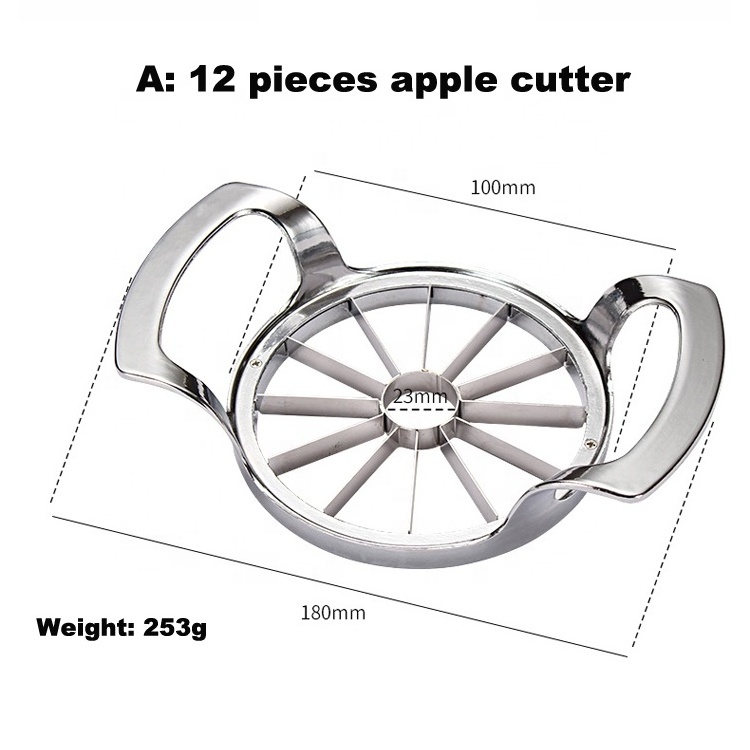 304 Stainless Steel 12 Blades Food Grade Extra Large Heavy Duty Apple Cutter Divider Slicer and Corer  up to 4 Inch Apples