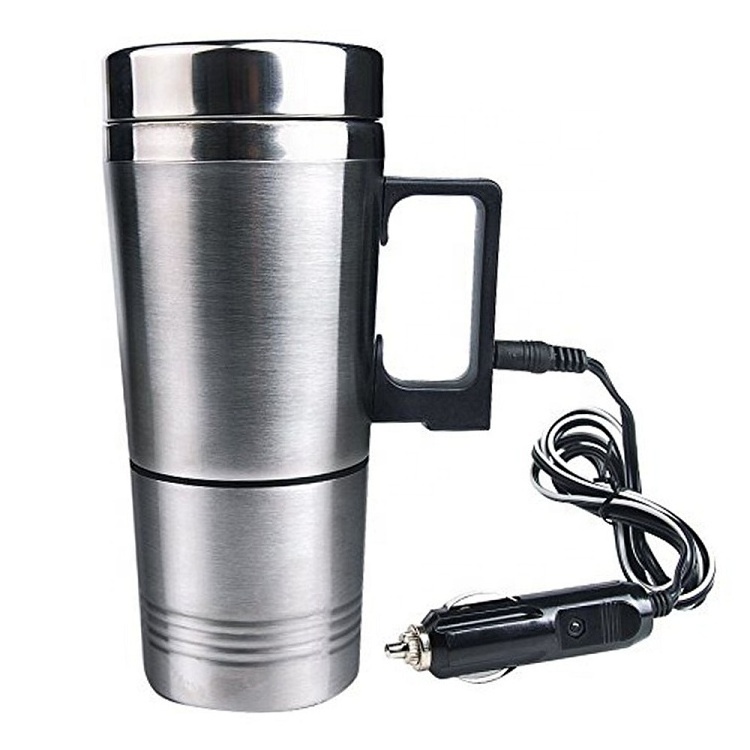 12V 24V 350ML + 150ML Stainless Steel Car Electric Kettle Coffee Tea Thermos Water Heating Travel Mug