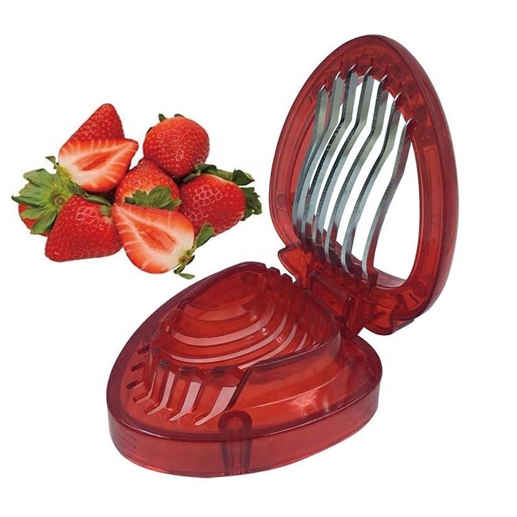 Strawberry Slicer Tool cutter Fruit Red Stainless Steel Portable Household Kitchen Gadgets Strawberry Chopper