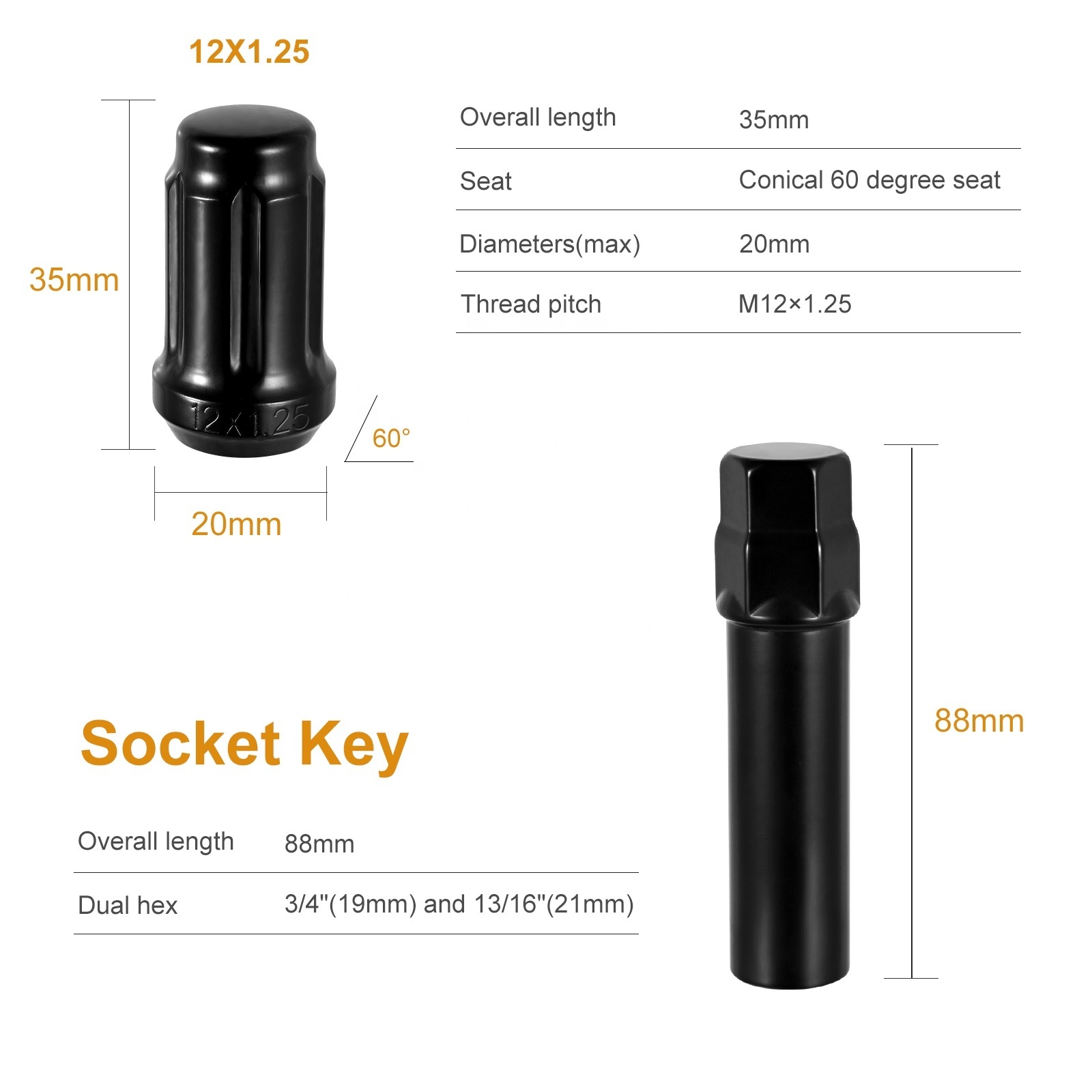 High quality general purpose steel wheel nut M12*1.25  locking lug nut Automotive lug nut set