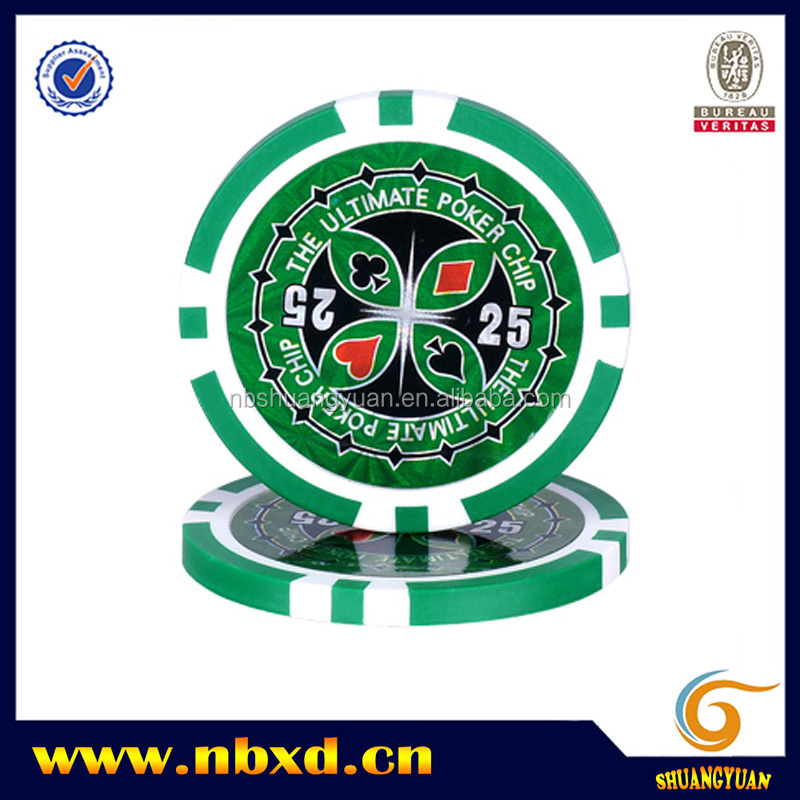 11.5g ABS 8 Stripe Ultimate Poker Chip with Custom Laser Stickers