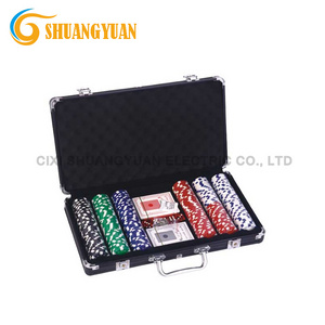 300pcs Poker Chip Set With Round Corner Black Color Aluminum Case