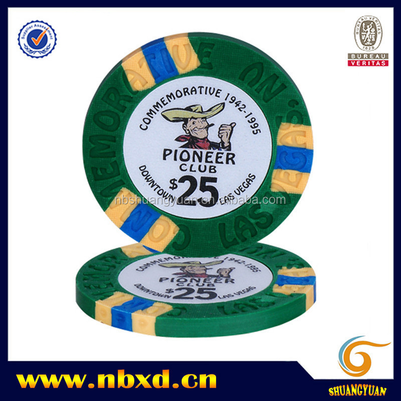 9.5g Pure Clay Las Vegas Pioneer Club Commemorative Poker Chip