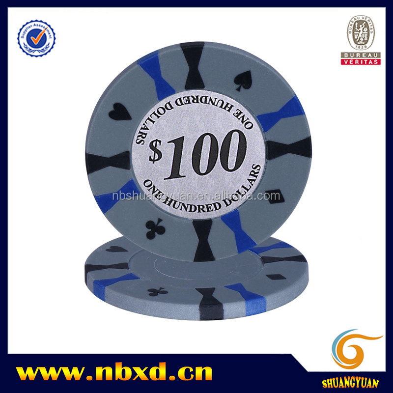 15g Clay 3-Tone Hourglass Big Poker Chip With Custom Sticker