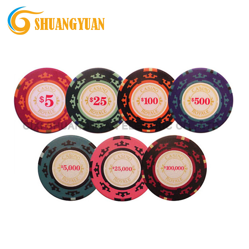 High Quality 10g / 14g 3-Tone Clay Casino Poker Chip With Custom Sticker