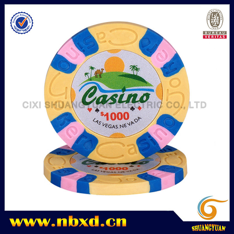 High Quality 10g / 14g 3-Tone Clay Casino Poker Chip With Custom Sticker