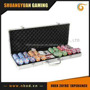 500pcs Poker Chip Set With Aluminum Case, 14g Clay Sticker poker chip