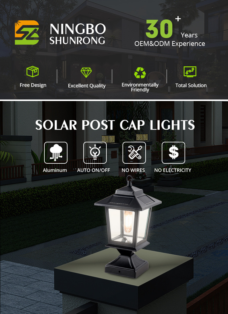 High Brightness Wholesale IP65 Lantern Decorative 3 Inch Pillar Outdoor For Deck Fence 5x5 LED Top solar tall pillar tower light