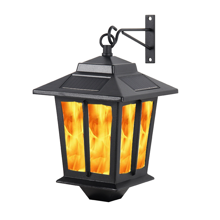 Solar Hanging Lantern Outdoor, Flickering Flames Solar Outdoor Lights Waterproof for Wall Fence Patio Porch Yard