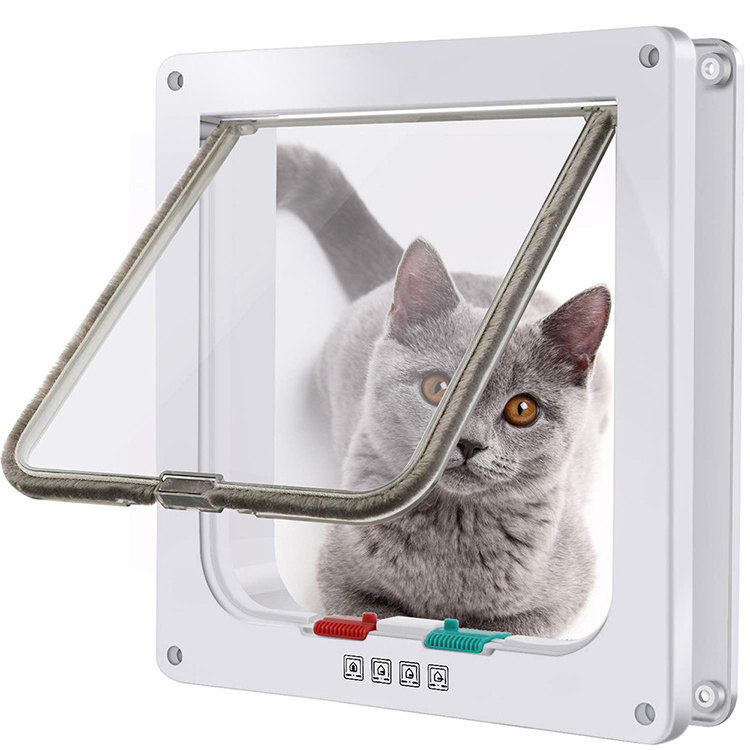 Concise cat doors 4 way locking magnetic kitten pet entry and exit entrance gate safe cats flap door suitable for window & door