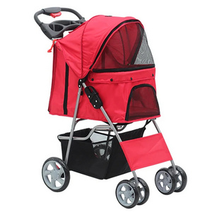 Pawise Large Capacity Visible Window Pet Cat Dog Carrier Stroller Soft Sided Travel Puppy Carrier with Wheels