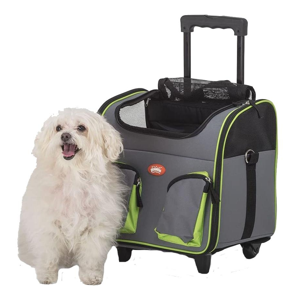 Pawise Large Capacity Durable Rolling Wheels Pet Trolley Bag With Adjustable Strap Nylon Dog Cat Carrying Bag Pet Travel Carrier