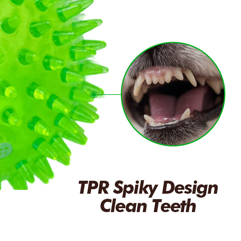 Wholesale TPR durable pet dog ball squeak toys soft rubber bouncy floating spike teeth cleaning chew toys for dogs