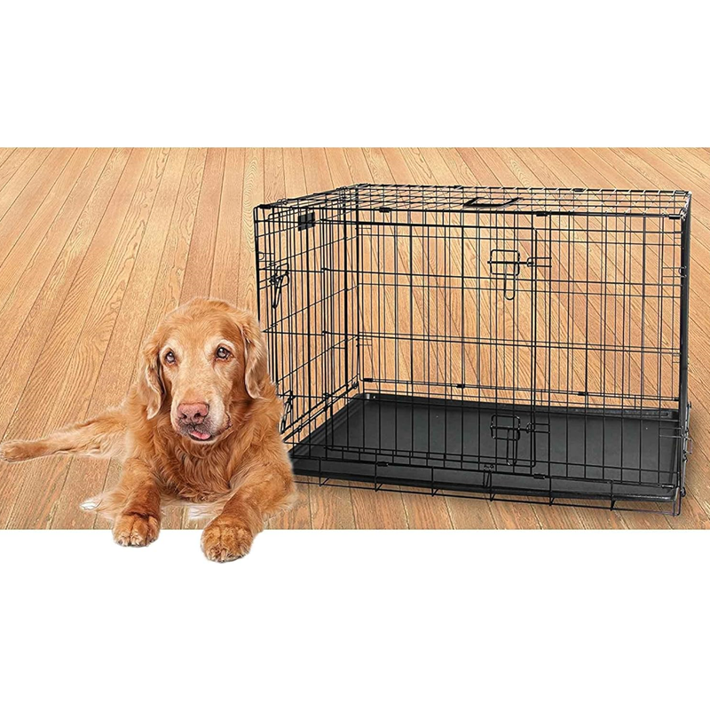 Pawise Heavy-Duty Extra Strength Portable Classic Wire Crate With Cam Lock 2 Way Doors Foldable Outdoor Durable Dog Kennels Cage