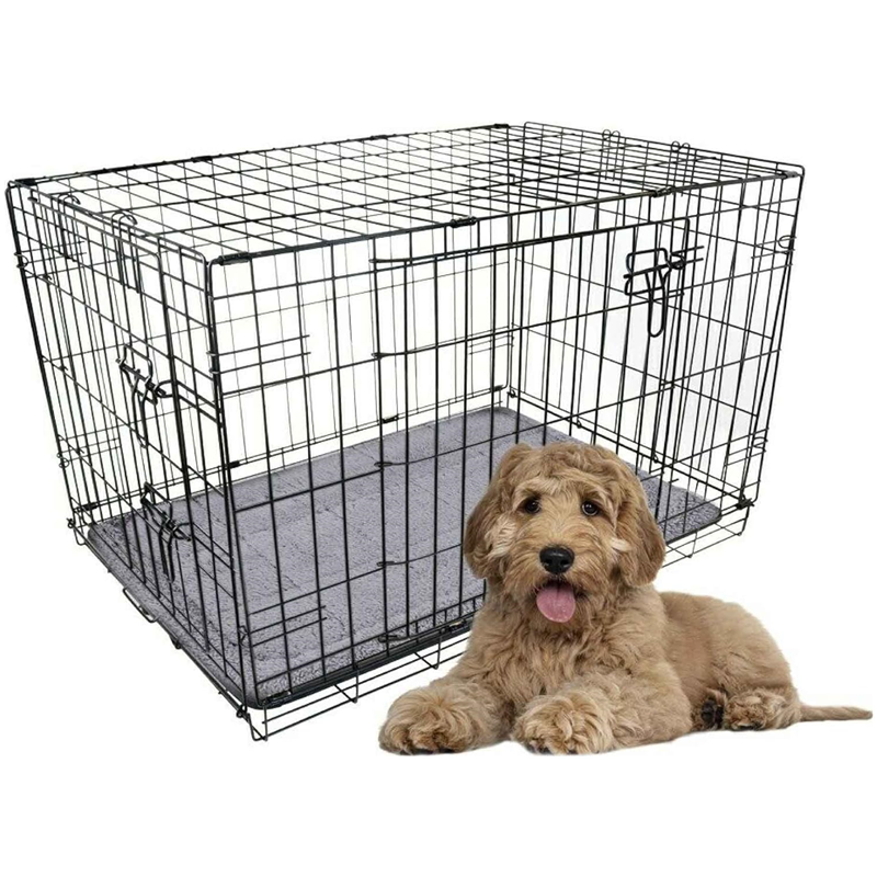 Pawise Heavy-Duty Extra Strength Portable Classic Wire Crate With Cam Lock 2 Way Doors Foldable Outdoor Durable Dog Kennels Cage