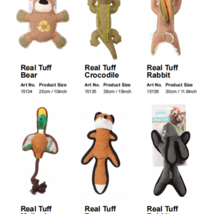 Pawise Real Tuff Series Soft Pet Anime Stuffed Toys Soothing Interactive Bear/Crocodile/Rabbit/Mallard/Fox Toy