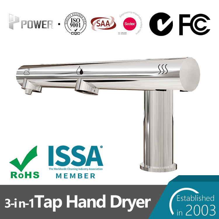 Toilet 304 Stainless Steel 3 In 1 Sensor Tap Hand Dryer Liquid Soap Dispenser Automatic Smart Basin Faucet With Hand Dryer