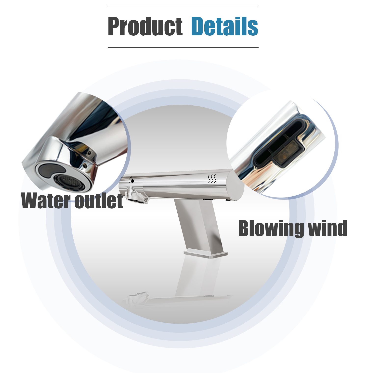 Toilet Automatic Touchless Bathroom Basin Faucet Chromed Hand Wash 2 In 1 Air Tap Hand Dryer Sensor Water Tap Basin Tap Faucet