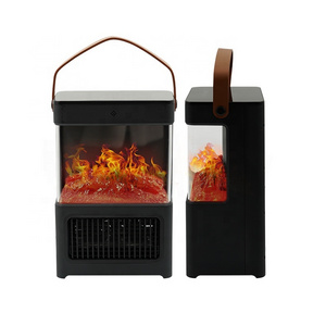 Mini Portable Fan Office Bedroom Electric Fireplace  with Realistic Flame Thermostat Control